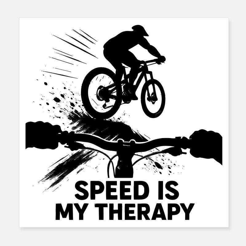 Downhill MTB POV Geschwindigkeit Therapie Geschenk Poster 20x20 cm