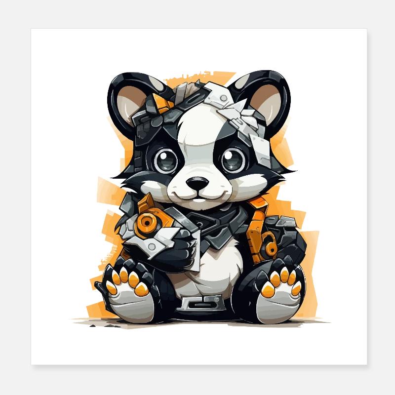 Panda Robo with building tools Poster 8" x 8" (20x20 cm)
