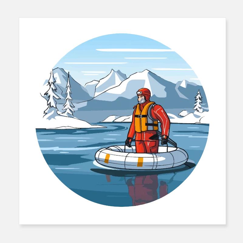 Alpine Rettungsfahrt im Eissee Poster 20x20 cm