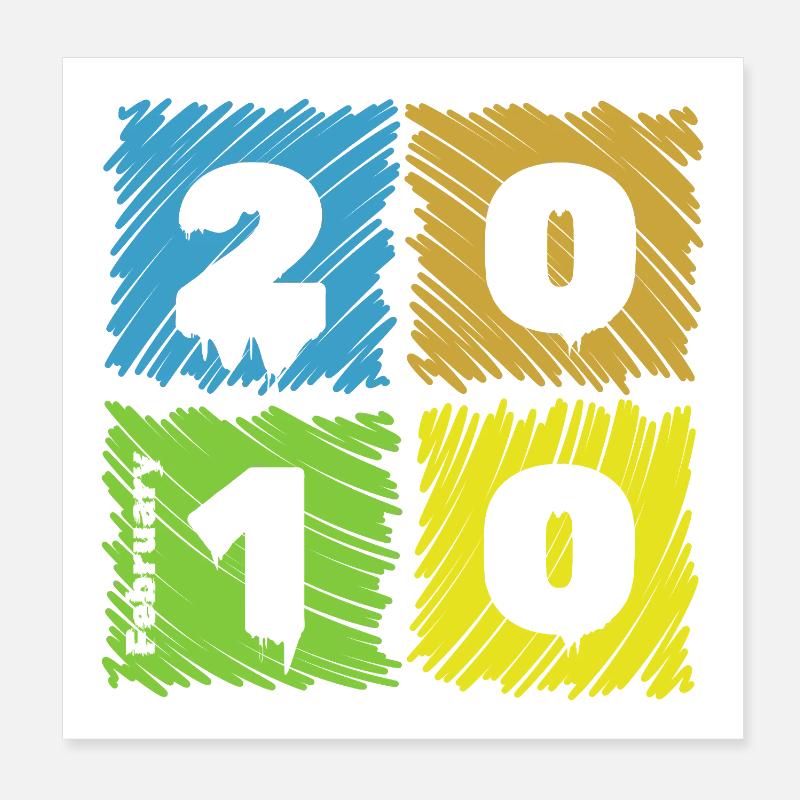 16. Geburtstag Farbige Patches since 02/2010 Poster 8" x 8" (20x20 cm)
