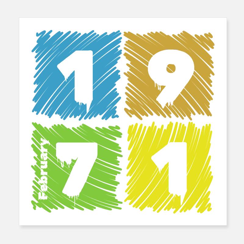 55. Geburtstag Farbige Patches since 02/1971 Poster 20x20 cm