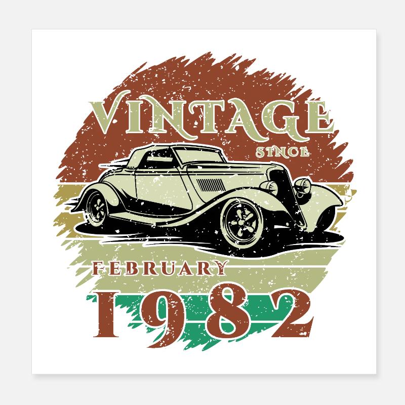 44th Birthday - Classic - Vintage since 02/1982 Poster 8" x 8" (20x20 cm)