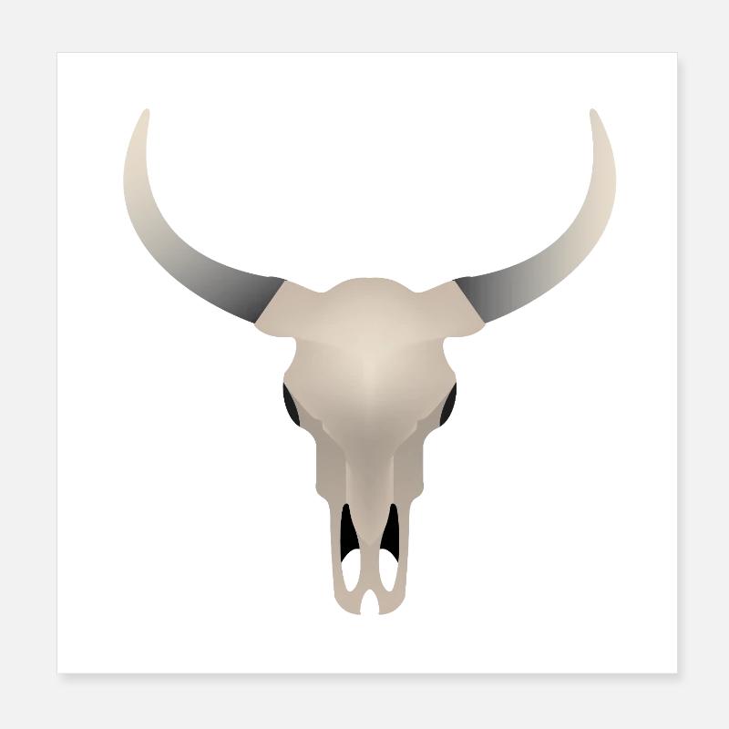 Buffalo Skull Poster 8" x 8" (20x20 cm)