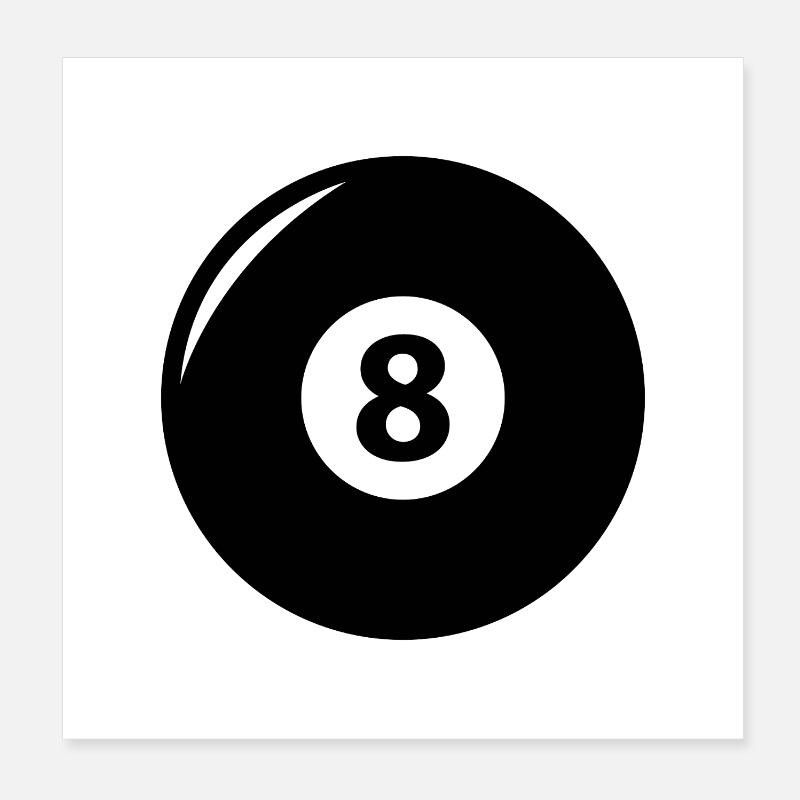 8 schwarze Billards Poster 20x20 cm