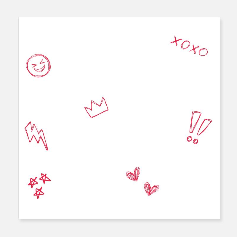 Herzkrone Doodle Pop Art Poster 20x20 cm