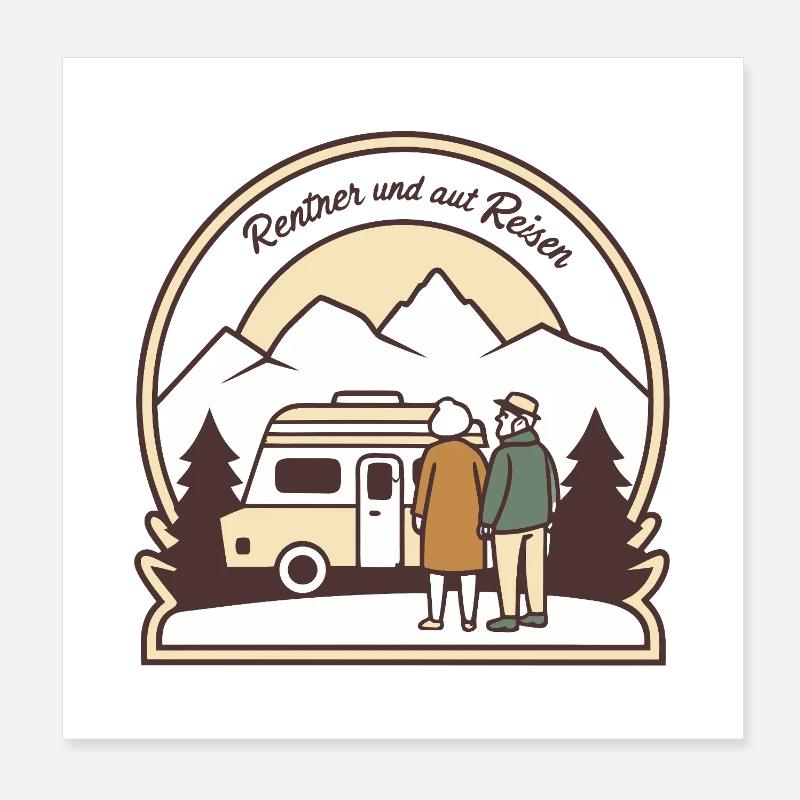 Ruhiger Caravanurlaub im Gebirge Poster 20x20 cm
