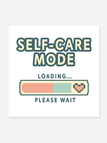 Self-Care Mode Loading - Retro Pixel Edition - Poster 20x20 cm - Weiß - Vorne