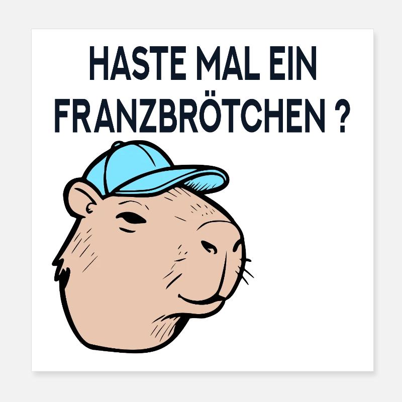 Franzbrötchen Hamburg Capybara Poster 20x20 cm