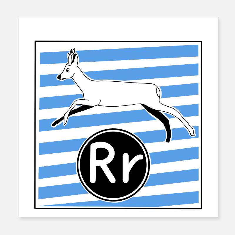 R for Deer Poster 8" x 8" (20x20 cm)