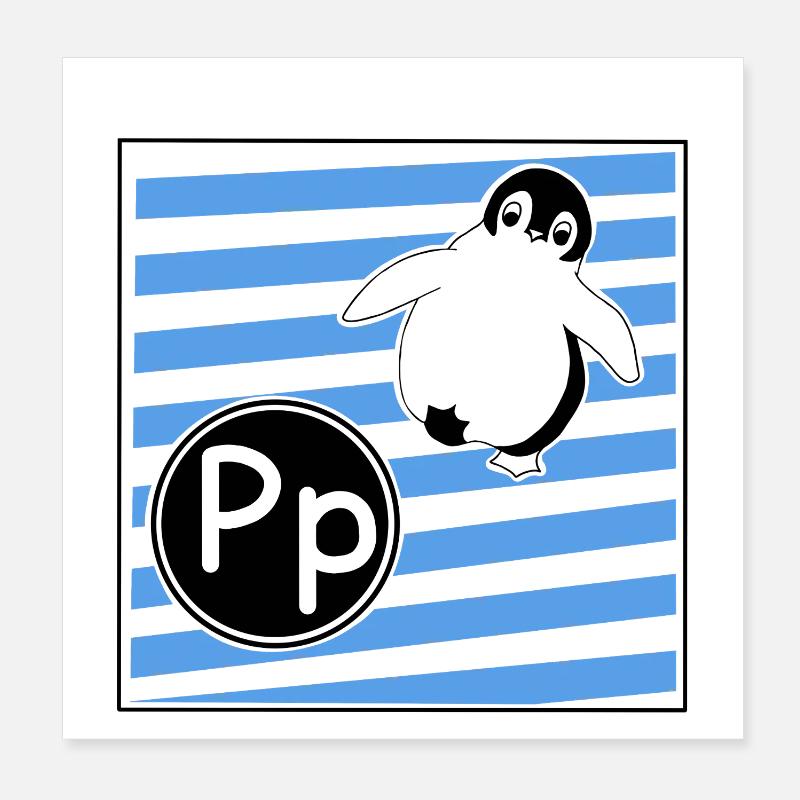 P for Penguin Poster 8" x 8" (20x20 cm)
