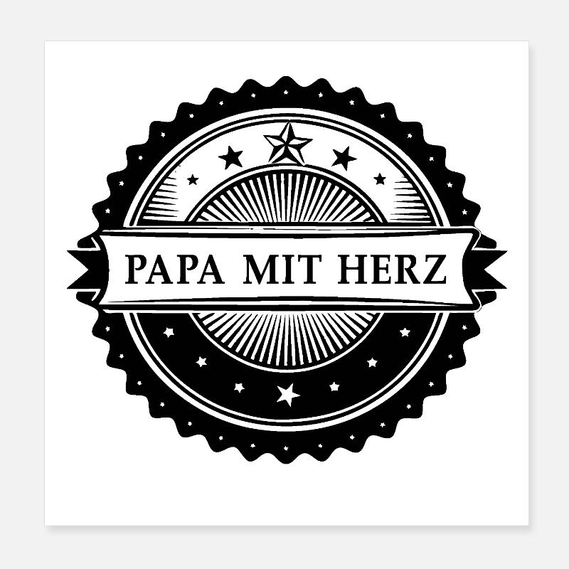 Papa mit Herz.  Schwarze Version Poster 20x20 cm