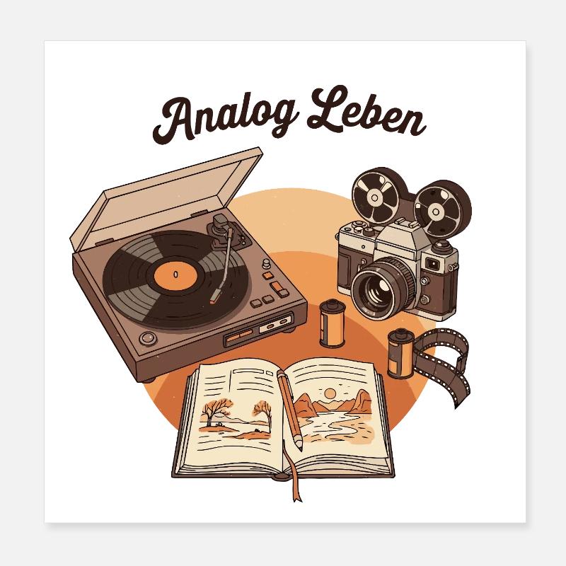 Analog Leben Retro Technik & Natur Poster 20x20 cm