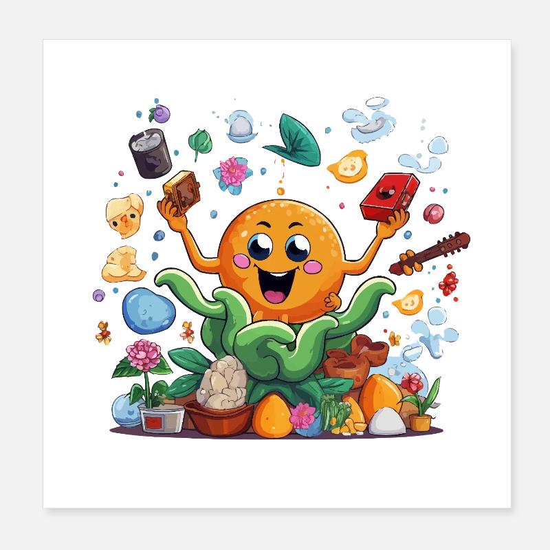 Fröhliche Orange im Kräutergarten Poster 20x20 cm