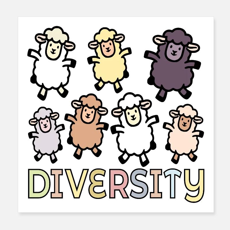 Diversité : Inclusion des moutons Poster 20 x 20 cm