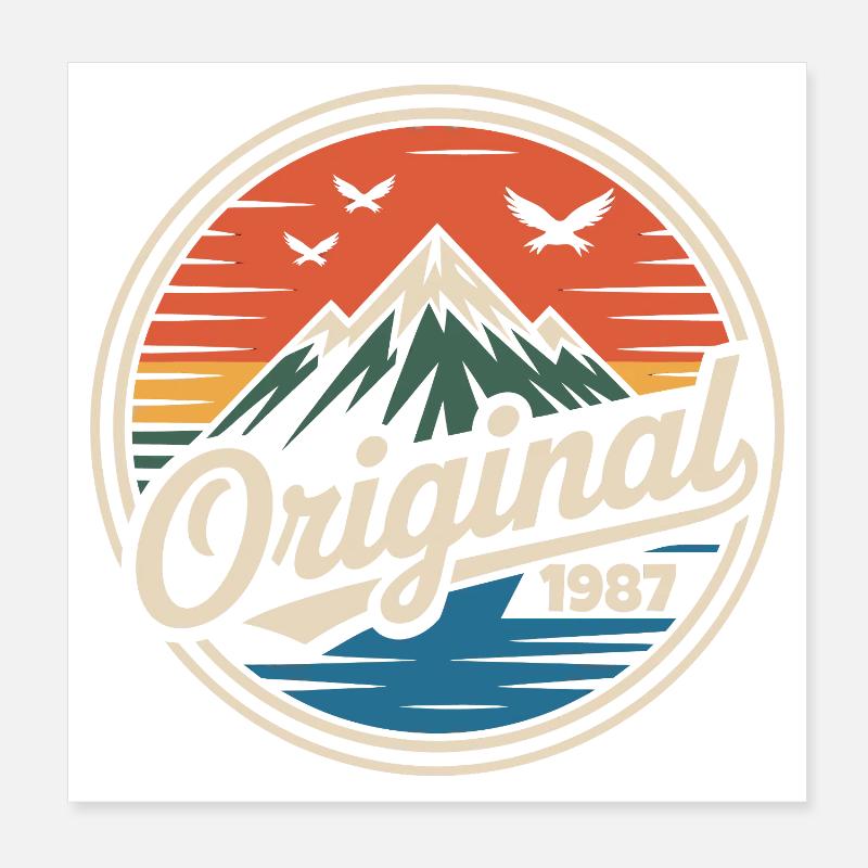Original 1987 vintage retro 1987 birthday Poster 8" x 8" (20x20 cm)