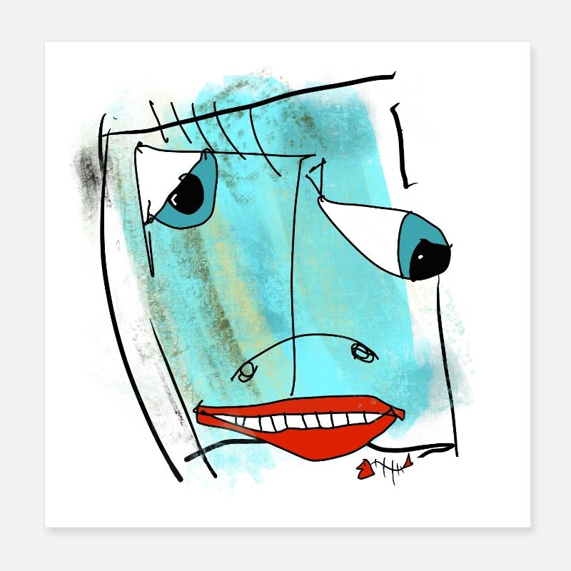 Aquarelle de design de visage abstrait Poster 20 x 20 cm