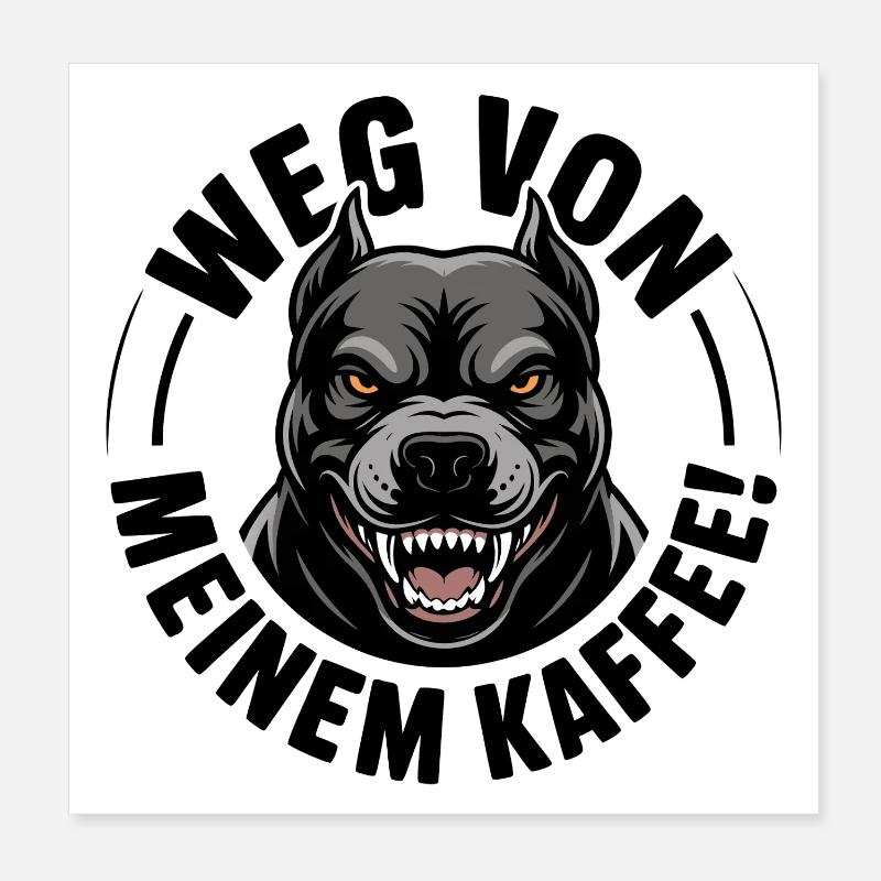 Tête de chien en colère en noir Poster 20 x 20 cm