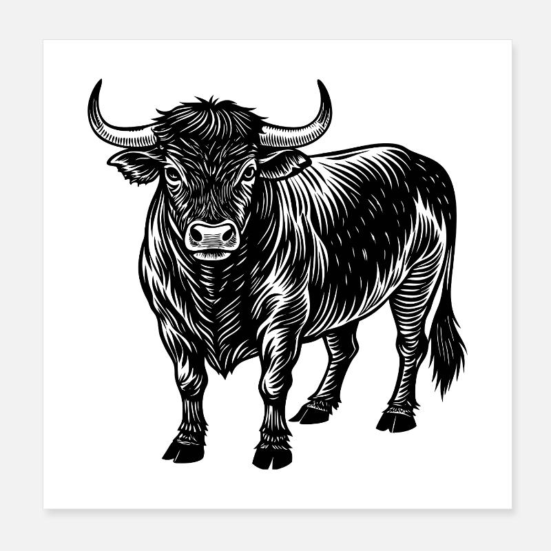 Angus-Bulle - Poster 20x20 cm - Weiß