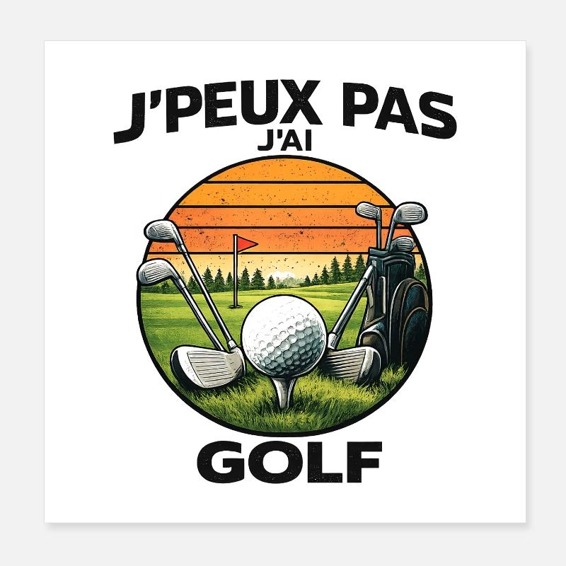 Golf Sunset Retro – J'peux pas Poster 20 x 20 cm