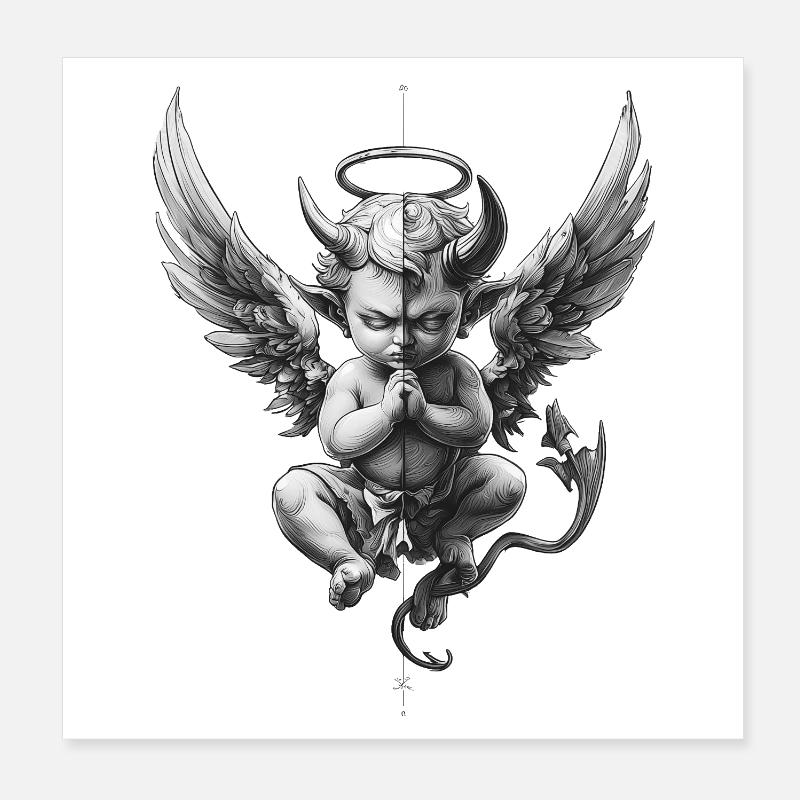 Angeli e Diavoli: Bianco e Nero Poster 20x20 cm