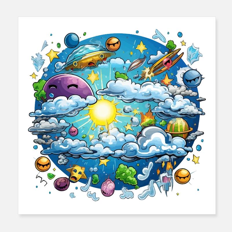 Cloud Cosmos Fantasy World Poster 8" x 8" (20x20 cm)