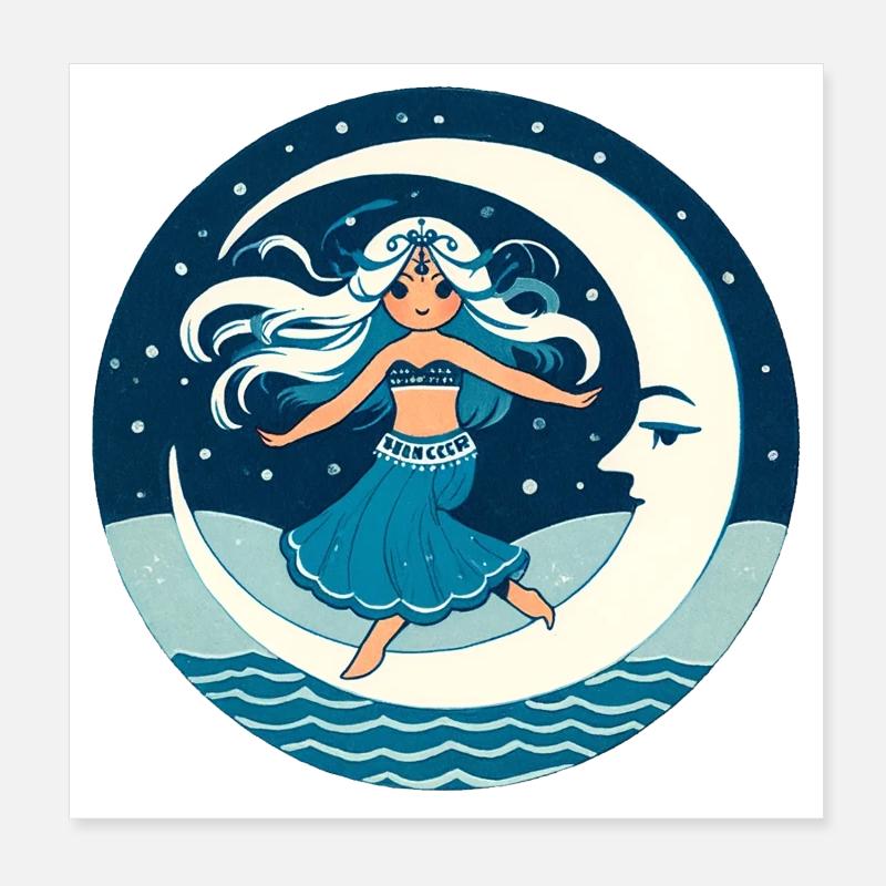 Moon Dancer on Crescent Poster 8" x 8" (20x20 cm)