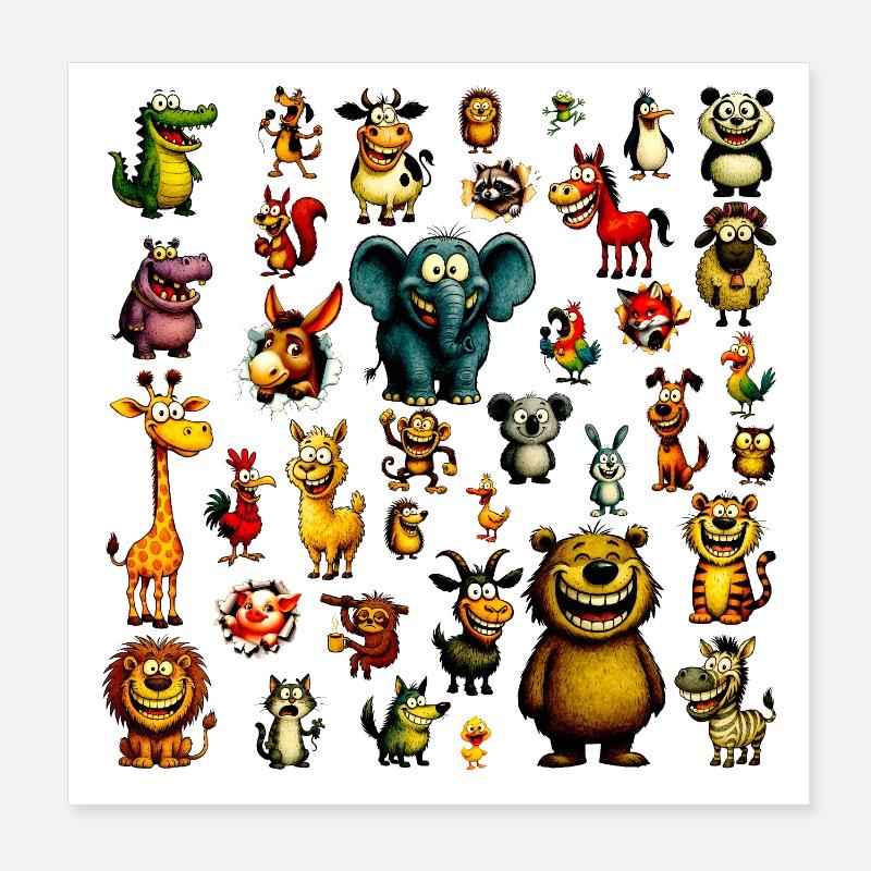 My First Animals - Cute Learning Design Poster 8" x 8" (20x20 cm)