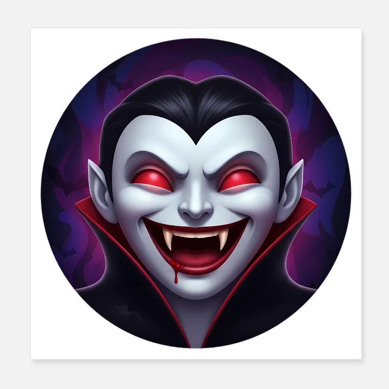 Vampirgrinsen – roter Blick Poster 20x20 cm