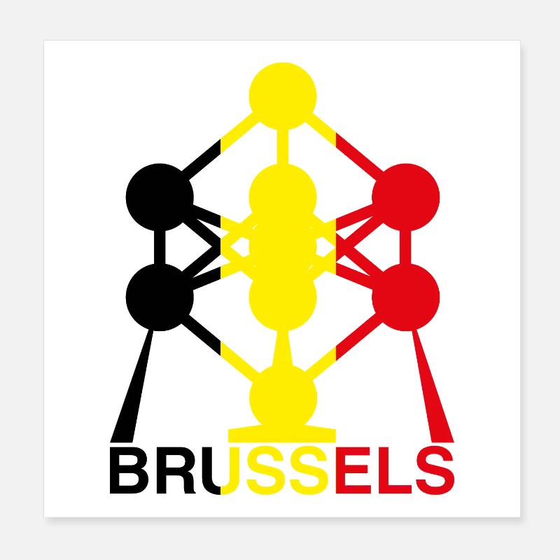 Atomium Brussels – Ikone der belgischen Flagge Poster 20x20 cm
