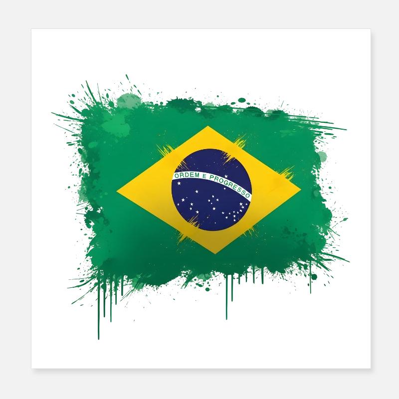 Art du drapeau brésilien - design du drapeau brésilien Poster 20 x 20 cm