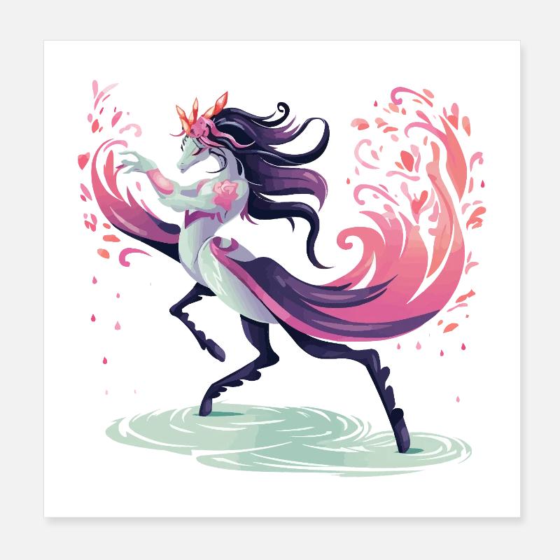 Blüten-Einhorn Tanz Poster 20x20 cm