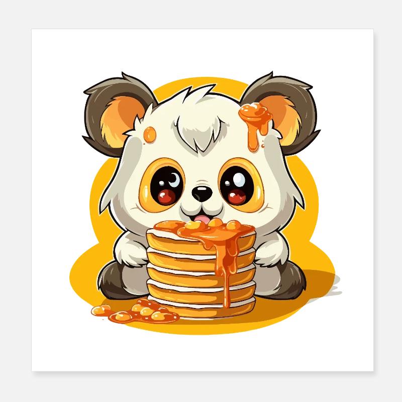 Karamell Panda Pfannkuchen Poster 20x20 cm
