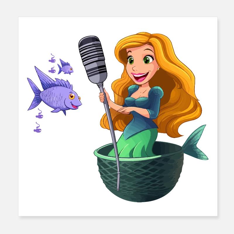 Karaoke mermaid on the net Poster 8" x 8" (20x20 cm)