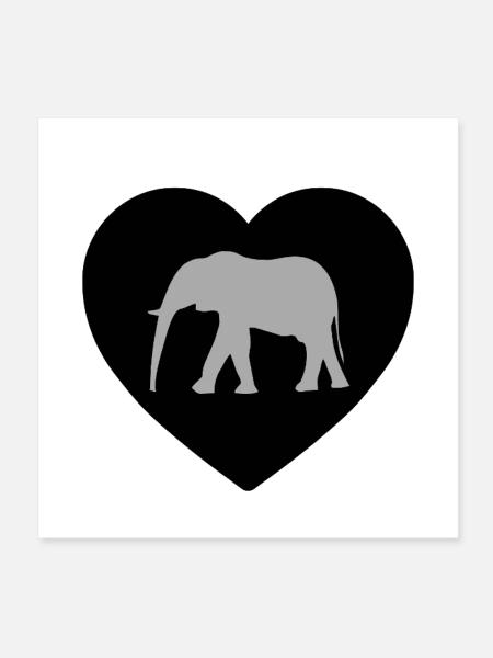 Éléphant - Poster 20 x 20 cm - blanc - Devant