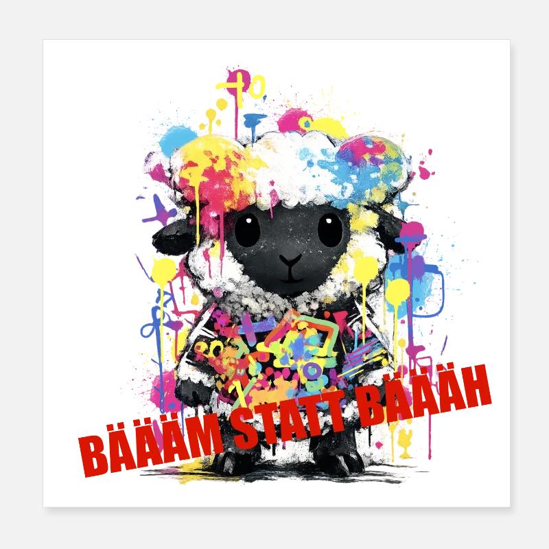 Graffiti Sheep: Colorful Splendor Street Style Poster 8" x 8" (20x20 cm)