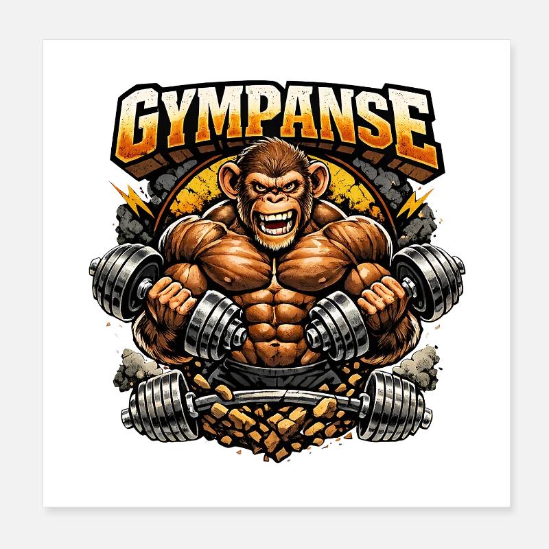 Le singe le plus sportif de la salle - Gympanse Poster 20 x 20 cm
