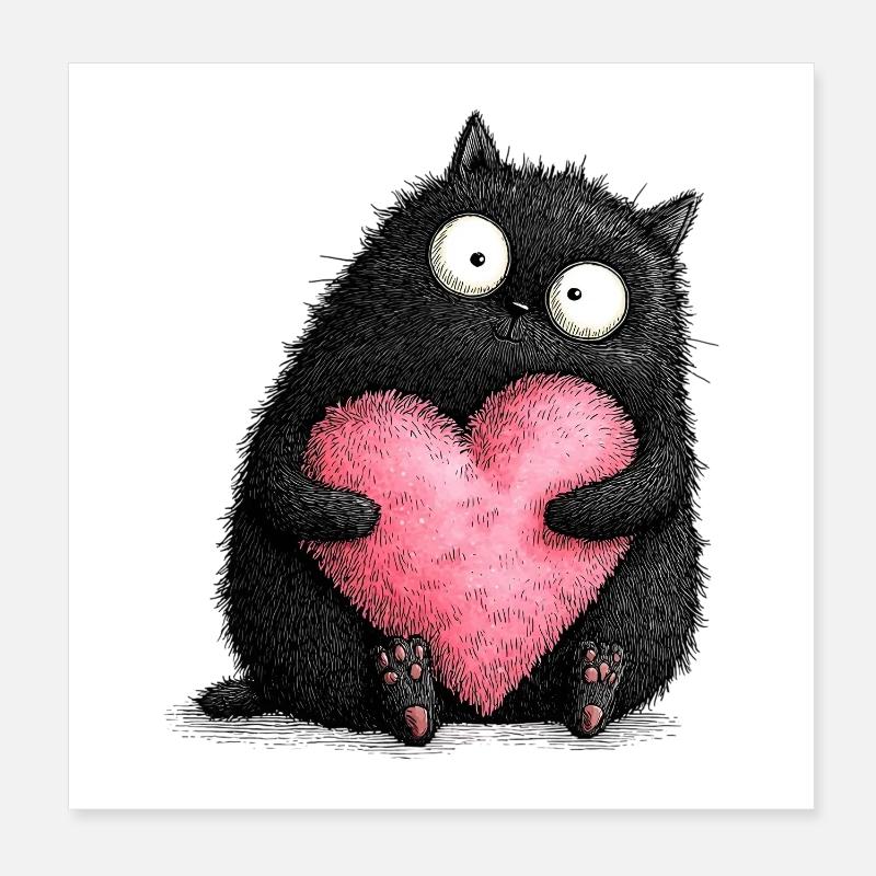 Amour des chats Poster 20 x 20 cm