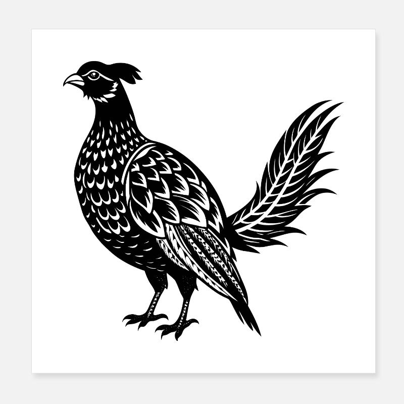 Pheasant Poster 8" x 8" (20x20 cm)
