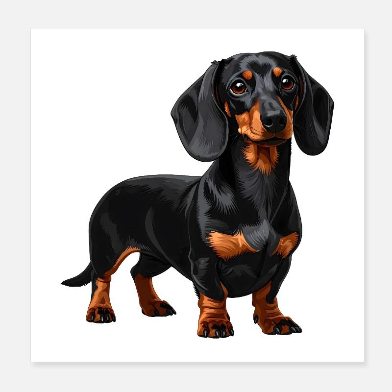 Black & Tan Dackel – Wursthund Poster 20x20 cm