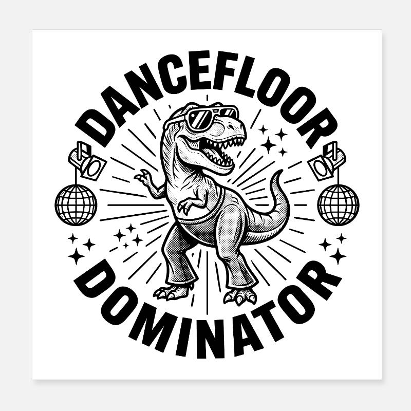 Dino Dominateur de la piste de danse Poster 20 x 20 cm
