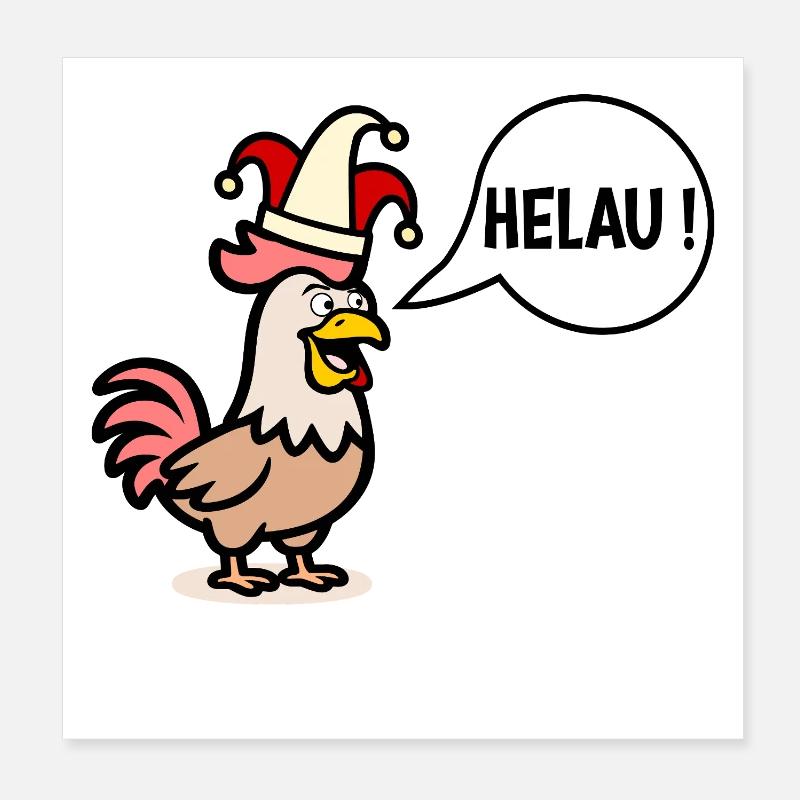 Chicken Prince's Hat - Carnival Helau - Poster 8" x 8" (20x20 cm) - white