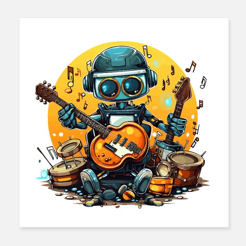 Robot Gitarrist im Band Jam Poster 20x20 cm