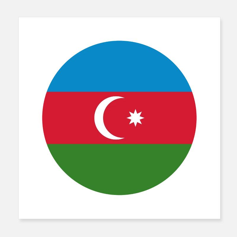 Azerbaijan round flag Poster 8" x 8" (20x20 cm)