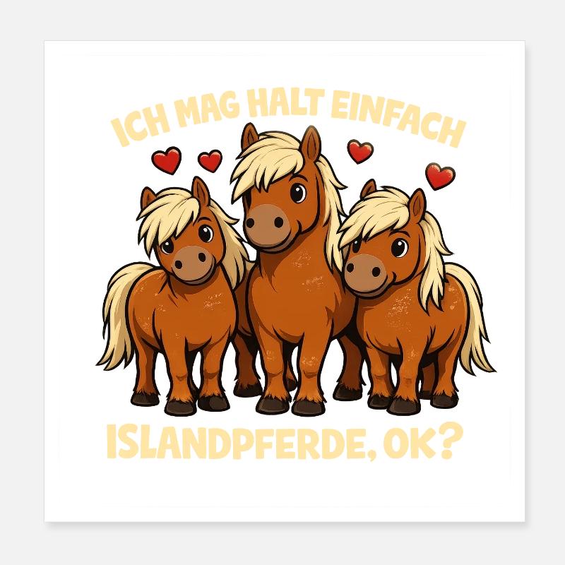 Icelandic Horses Lover Statement Motif Poster 8" x 8" (20x20 cm)