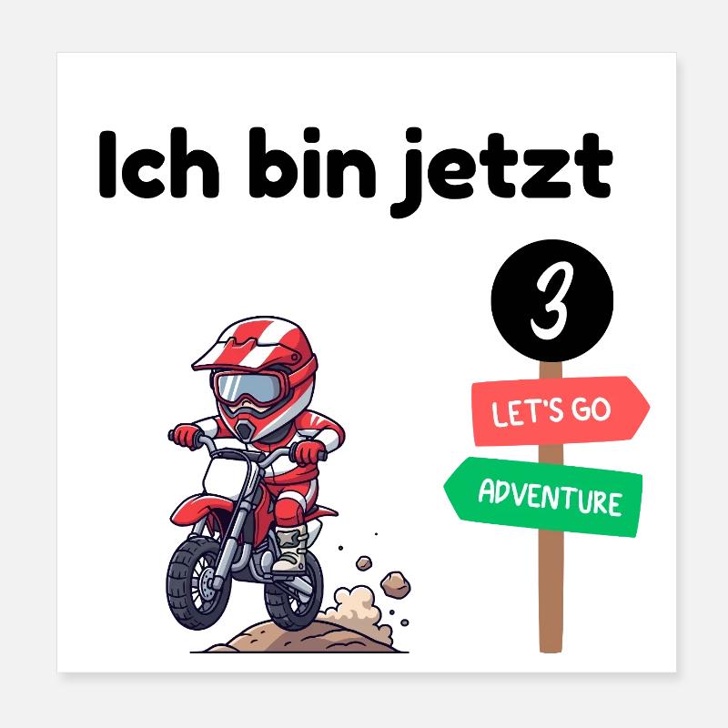 3rd Birthday - Motocross Shirt Poster 8" x 8" (20x20 cm)