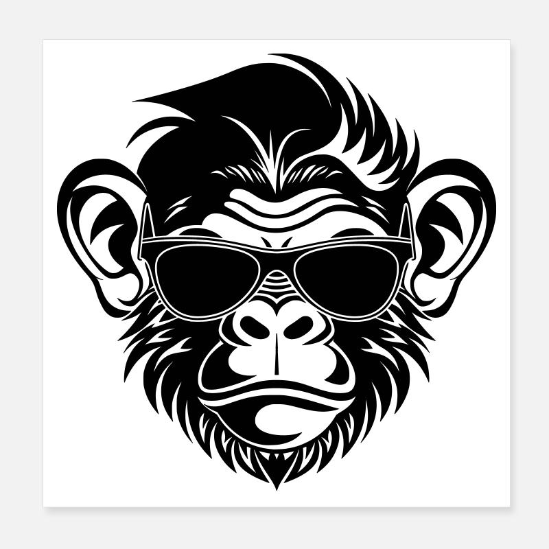 Tête de singe cool avec lunettes de soleil Poster 20 x 20 cm