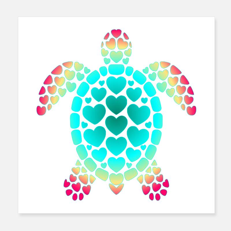 Valentine's Day Diver Turtle Poster 8" x 8" (20x20 cm)