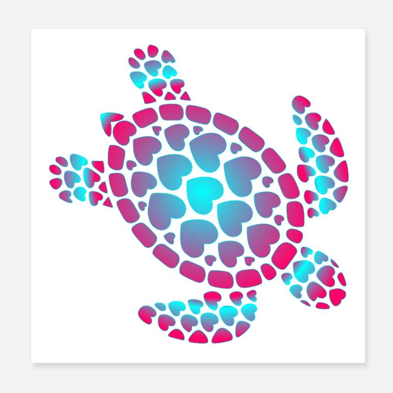 Love Turtle Summer Poster 8" x 8" (20x20 cm)