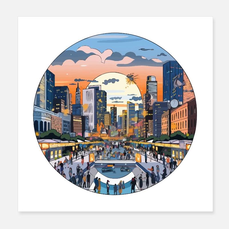 Sunset over the skyline Poster 8" x 8" (20x20 cm)