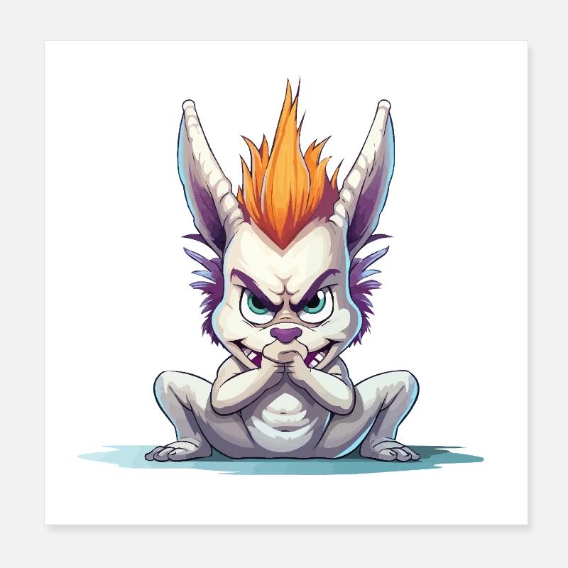 Lapin Mohawk en colère Poster 20 x 20 cm